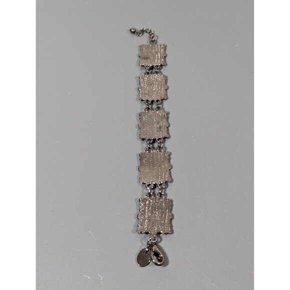 Retro Blue Enamel Gray Metallic Book Link Chain Bracelet 7.5" - Picture 9 of 10